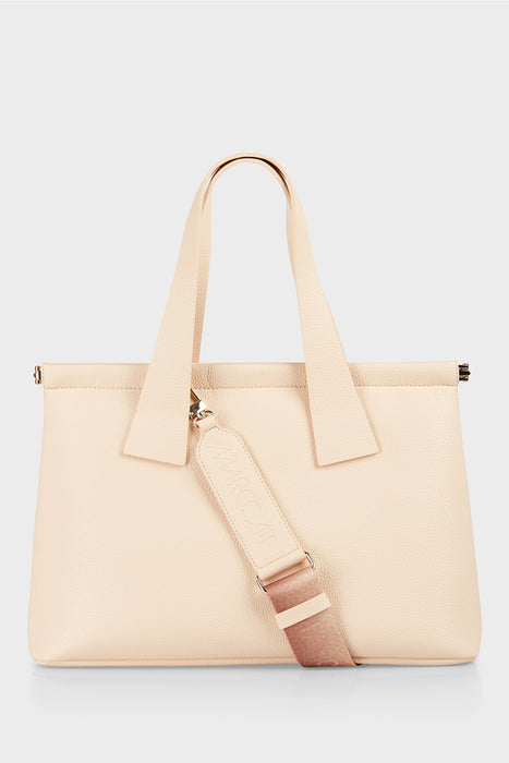 Faux nappa shoulder bag with strap
