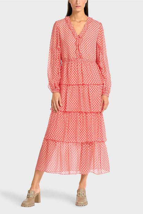 Flounce dress in polka dot pattern