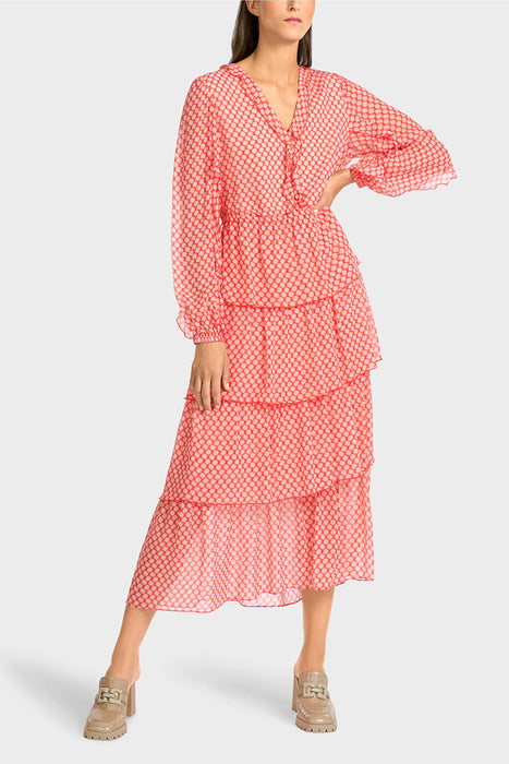 Flounce dress in polka dot pattern