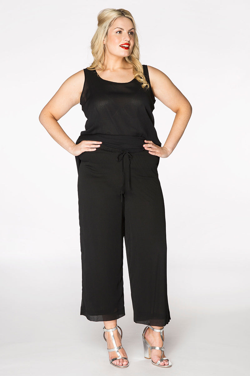 Trousers 7/8 uni Voile