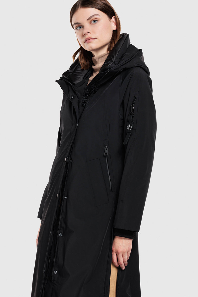 Long Techno-Stretch Raincoat